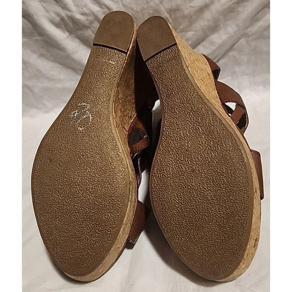 Report Cork Platform Cinnamon Buckle Strap, Back Zip Heels Sandals Open Toe Shoe